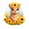 Alpaca with sunflowers