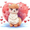 Alpaca with hearts