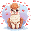 Alpaca with hearts
