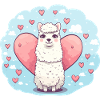 Alpaca with hearts
