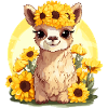 Alpaca with sunflowers