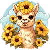 Alpaga aux tournesols