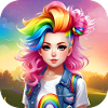 Cute girl with rainbow hair