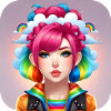 Cute girl with rainbow hair