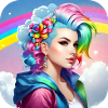 Cool girl with rainbow hair