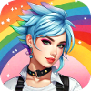 Cute girl with rainbow hair