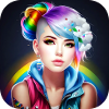Cool girl with rainbow hair