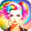 Cute girl with rainbow hair