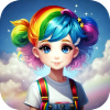 Cute girl with rainbow hair