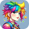 Naughty girl with rainbow hair