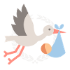 Cigogne avec bébé 2030