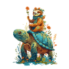 Faultier reitet Schildkröte