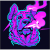 Trippy smoking dog.