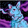 Vaping dog in space.