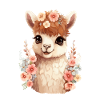 Alpaka mit Blumen