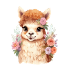 Alpaka mit Blumen