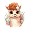 Alpaka mit Blumen