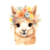 Alpaka mit Blumen