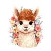 Alpaka mit Blumen