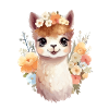 Alpaka mit Blumen
