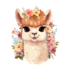 Alpaka mit Blumen