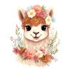 Alpaka mit Blumen