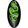 Green snake with black background