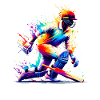 Colorful Splash Art Cricketer Batsman Cricket