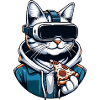 VR Gaming Cat Pizza Adventure