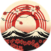 Kyoto Mountains: Cherry Blossoms and Flag