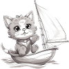 Sailing cat on dinghy