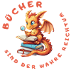 Little dragon with books