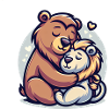 Ours câlin et lion amoureux