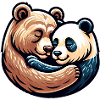 Ours Câlin Et Panda Amoureux