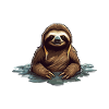 Sloth bathes in water