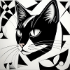 Cat: Cubist Black & White