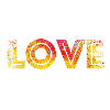 LOVE red yellow speckled