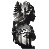Silhouette of a Nordic queen full of forest