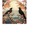 Ukiyo e crow collage art