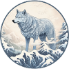 Blue Japanese Wolf and Snow
