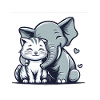 Chat Câlin Et Éléphant Amoureux