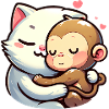 Câlin Chat Et Singe Amoureux