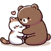Câlin Chat Et Ours Amoureux