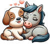 Câlins Chien Et Cheval Amoureux