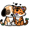 Câlin Chien Et Tigre Amoureux