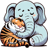 Câlin Éléphant Et Tigre Amoureux