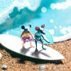 Two mice on the surfboard