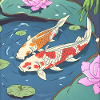 Koi carp in a pond