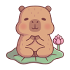 Cute Capybara Meditating On Lotus Leaf