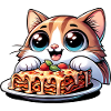 Chat aimant les lasagnes